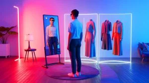 Illustration de l'intelligence artificielle transformant divers secteurs comme la défense, la création numérique et le commerce.