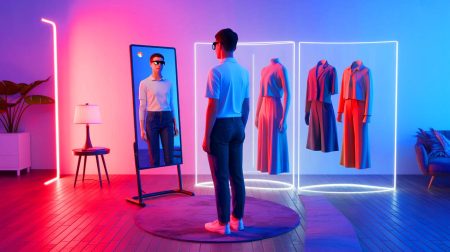 Illustration de l'intelligence artificielle transformant divers secteurs comme la défense, la création numérique et le commerce.