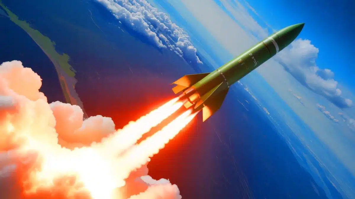Illustration de la présentation du missile hypersonique Chiang-Kong par Taïwan au salon de l'aérospatiale et de la défense.
