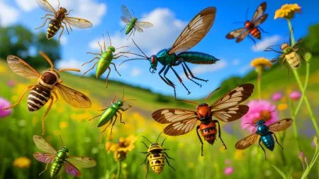 Illustration de la chute dramatique des populations d'insectes volants liée au changement climatique.