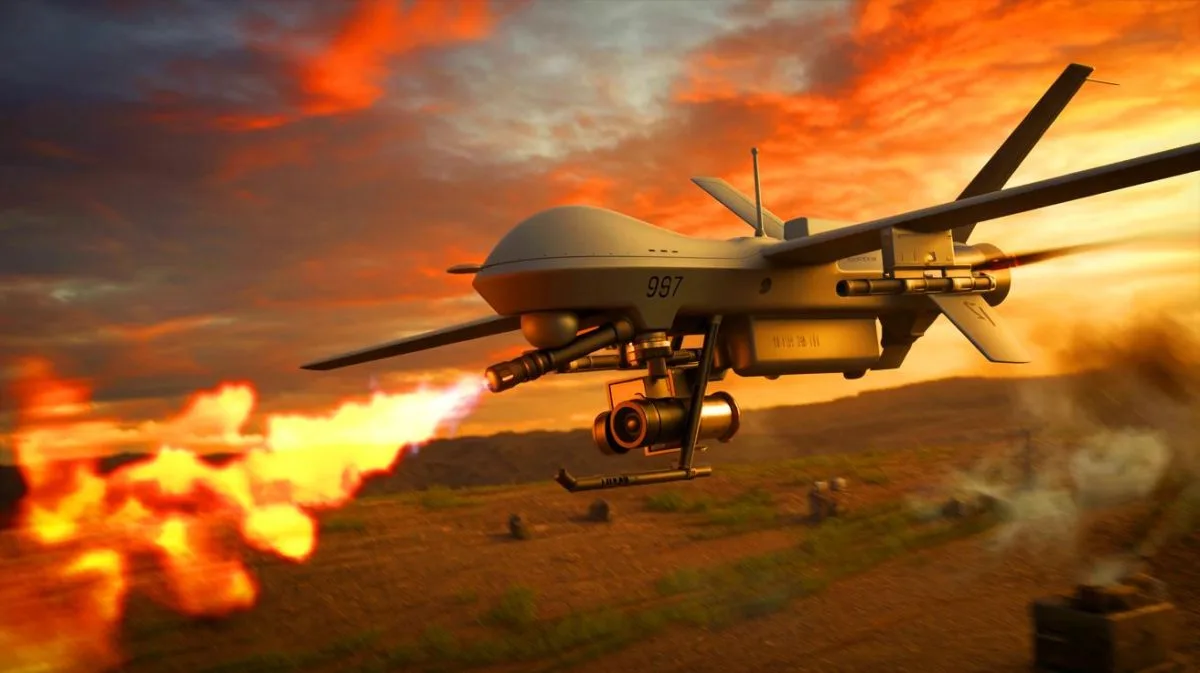 Illustration de l'utilisation d'un drone cracheur de flammes par l'armée ukrainienne dans le conflit russo-ukrainien.