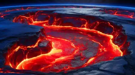 Illustration de la transformation de la Terre en un vaste océan de magma basal.