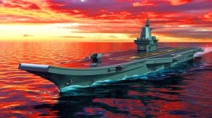 Illustration de la construction d'un prototype de réacteur nucléaire par la Chine pour un futur porte-avions.