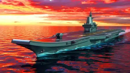 Illustration de la construction d'un prototype de réacteur nucléaire par la Chine pour un futur porte-avions.