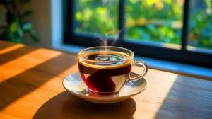Illustration de l'impact du café matinal sur l'humeur et l'énergie.