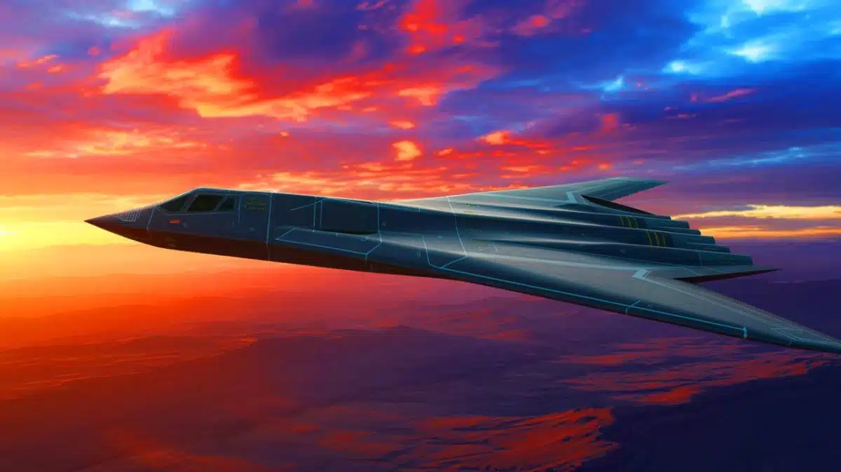 Illustration de la conception du bombardier furtif PAK DA par la Russie.