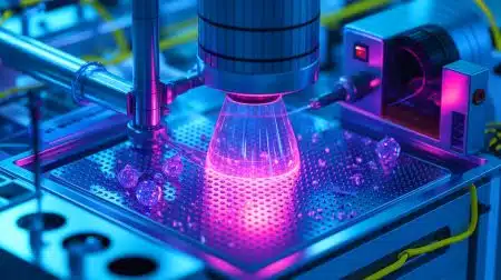 Ces diamants synthétiques créés par faisceaux d’électrons effraient l’industrie et provoquent une bataille mondiale Illustration de la création de nanodiamants par faisceaux d'électrons.