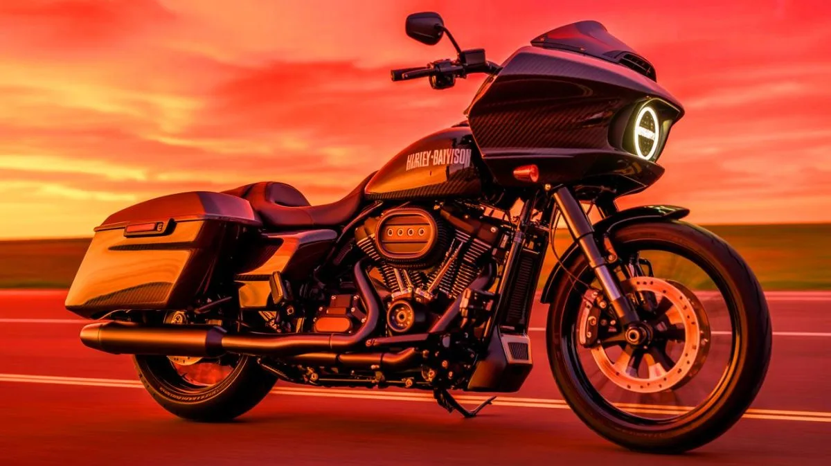 Illustration de la Harley-Davidson CVO Road Glide RR 2025 avec son design audacieux.