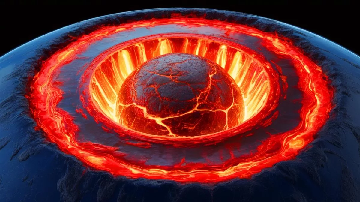 Illustration de l'impact du carbone sur la formation du noyau terrestre.