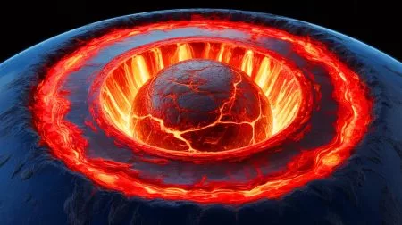 Illustration de l'impact du carbone sur la formation du noyau terrestre.