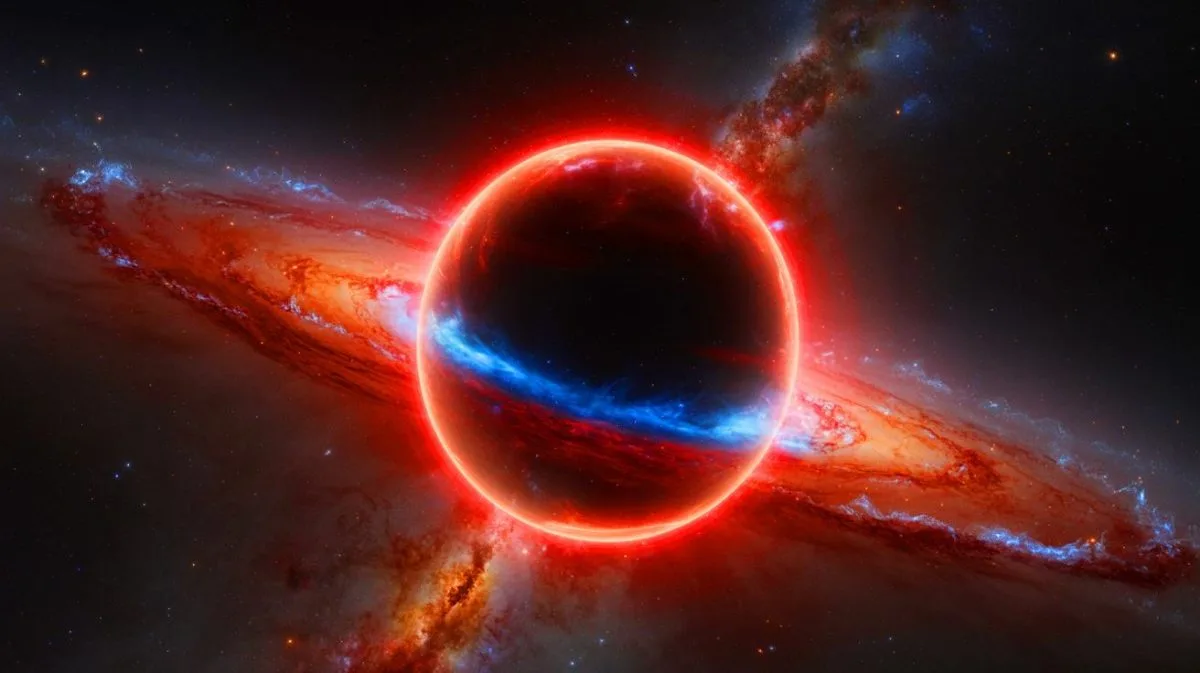 Illustration de la découverte du trou noir supermassif dans la galaxie CAPERS-LRD-z9.