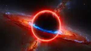 Illustration de la découverte du trou noir supermassif dans la galaxie CAPERS-LRD-z9.