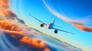 Illustration de l'augmentation des turbulences en air clair et des défis technologiques pour l'aviation.