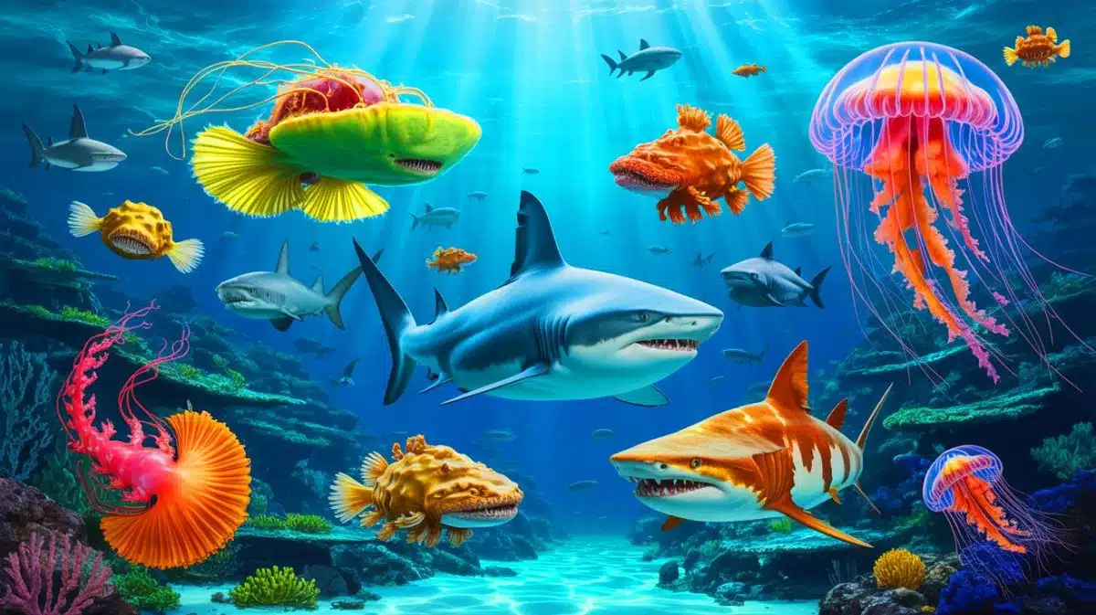 Illustration de créatures marines potentiellement dangereuses pour l'homme.