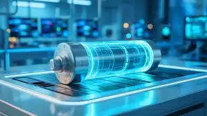Illustration de l'innovation dans le stockage d'énergie avec une batterie zinc-air avancée.