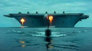 Illustration de la vulnérabilité des porte-avions face aux sous-marins modernes.