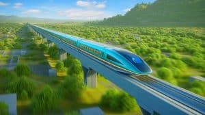 Illustration de la vitesse record du train Maglev à lévitation magnétique.