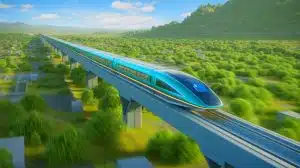 Illustration de la vitesse record du train Maglev à lévitation magnétique.