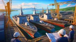 Illustration de la transformation de la baie de Subic en un hub stratégique de fabrication d'armes face à la Chine.