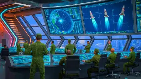 Illustration de la surveillance mondiale des missiles par la Chine grâce à un système de défense avancé.