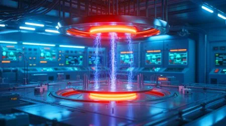 Illustration de la réaction de fusion nucléaire maintenue pendant 22 minutes dans le réacteur Tokamak WEST.