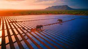Illustration de l'essor des panneaux solaires en Afrique grâce aux importations massives en provenance de Chine.