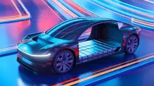 Illustration de batteries structurelles en fibres de carbone intégrées dans des véhicules pour optimiser l'autonomie énergétique.