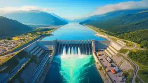 Illustration de la construction du plus grand barrage hydroélectrique au monde et ses impacts environnementaux et sociaux.