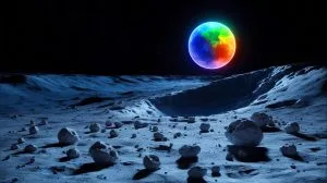 Illustration de l'hypothèse sur l'origine du magnétisme lunaire par impact massif.