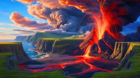 Illustration de l'influence des panaches mantelliques sur l'activité volcanique et la structure tectonique de l'Atlantique Nord il y a 60 millions d'années.