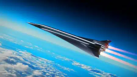 Illustration de l'avion supersonique INVICTUS, projet innovant de l'Agence Spatiale Européenne.