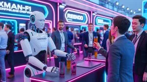 Illustration de la présentation du robot humanoïde XMAN-F1 de KEENON Robotics au WAIC 2025.