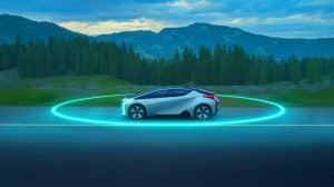 Illustration de l'innovation de Toyota avec un moteur fonctionnant à l'ammoniac.