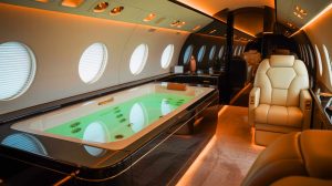 Illustration de l'avion Global 8000 de Bombardier en vol.