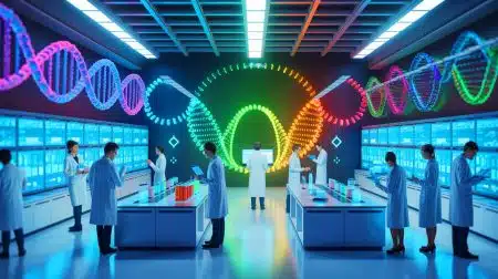 Illustration de l'impact des innovations technologiques sur la médecine et l'énergie.