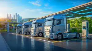 Illustration de la station de supercharge de 100 MW pour camions électriques de Huawei en Chine.