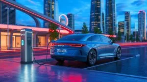 Illustration de l'innovation technologique de BYD avec la recharge ultra-rapide pour voitures électriques en Europe.
