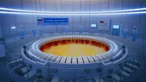 Illustration de la centrale nucléaire de Qinshan en Chine, symbole des avancées en réacteurs à neutrons rapides.