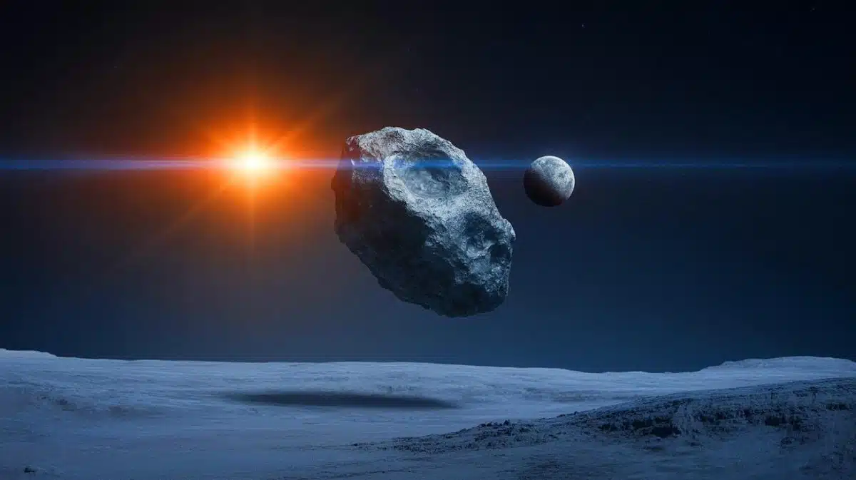 Illustration de l'astéroïde 2025 PN7, une quasi-lune accompagnant la Terre depuis 60 ans.