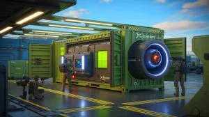 Illustration de l'innovation technologique des microréacteurs nucléaires XENITH pour la sécurité énergétique militaire.