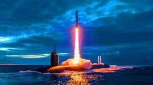 Illustration de l'essai mystérieux d'un missile Trident II D5 dans l'Atlantique Nord.