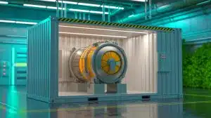 Illustration de l'acquisition du micro-réacteur nucléaire ODIN par Cambridge AtomWorks, symbole d'innovation énergétique.