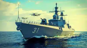 Illustration de l'intégration du système de gestion de combat TACTICOS sur les nouvelles frégates Type 31 de la Royal Navy.
