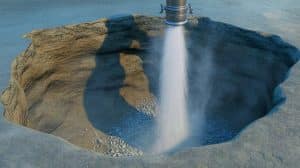 « Un jet d’eau à haute pression perce la roche » : une foreuse géothermique 80 % moins chère promet une révolution énergétique Illustration de la foreuse géothermique innovante utilisant un jet d'eau à haute pression pour réduire les coûts d'installation.