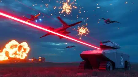 Illustration de l'Apollo, le système laser à haute énergie d'Electro Optic Systems capable de neutraliser des essaims de drones.