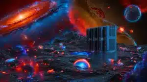 Illustration de l'idée que l'univers pourrait être une simulation informatique selon des théories scientifiques récentes.