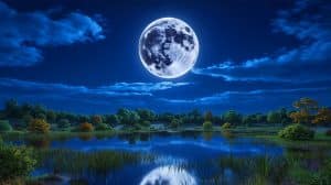 Illustration de la super Lune visible ce mercredi soir, phénomène astronomique où la pleine Lune est au plus près de la Terre.