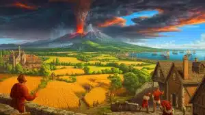 Illustration de l'impact d'une éruption volcanique sur le climat européen au XIVe siècle.