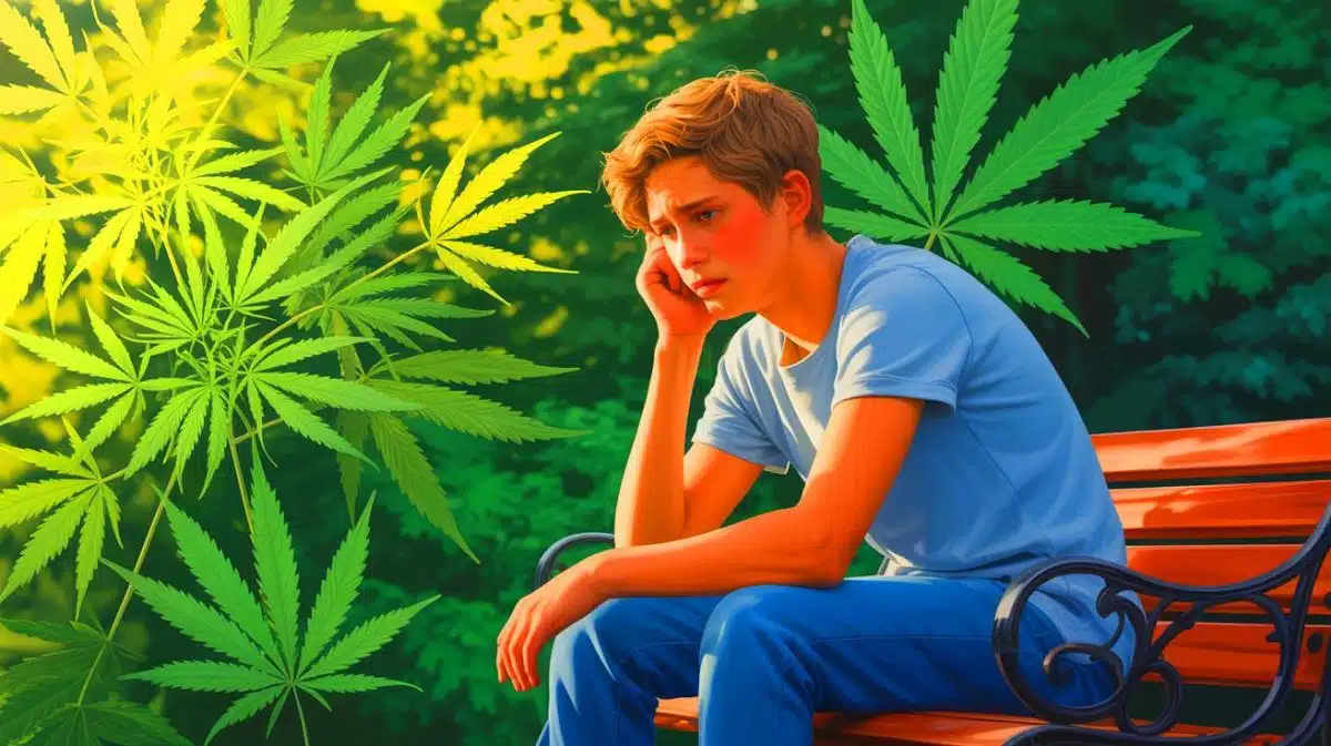 Illustration de l'impact de la consommation précoce de cannabis sur la santé mentale des adolescents.