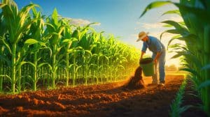 Remplacer les engrais par des déchets : une révolution écologique qui redéfinit l’agriculture durable en France Illustration de l'utilisation de matières résiduelles fertilisantes pour remplacer les engrais chimiques en agriculture.